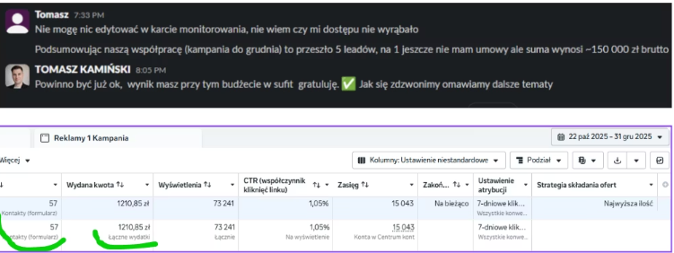 Koszt pozyskania zapytania z reklamy